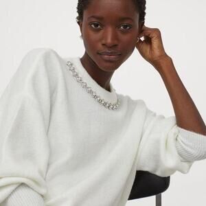 H&M Conscious Collection Sweater with Chunky Necklace Detail.